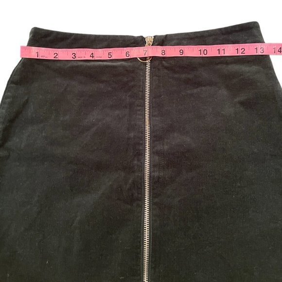 Women's Forever 21 Ring Zipper Front Hunter Green Corduroy Mini Skirt S - Picture 2 of 5